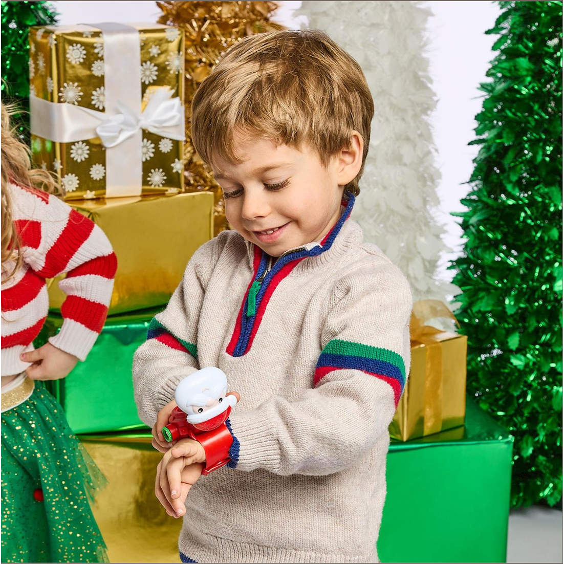 It's Christmas Time Santa Digital Watch with Projector - White Farmhouse Flowers