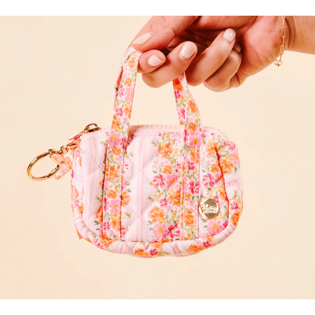 Itty Bitty Duffle Bag Charm - Petal Parade Pink - White Farmhouse Flowers