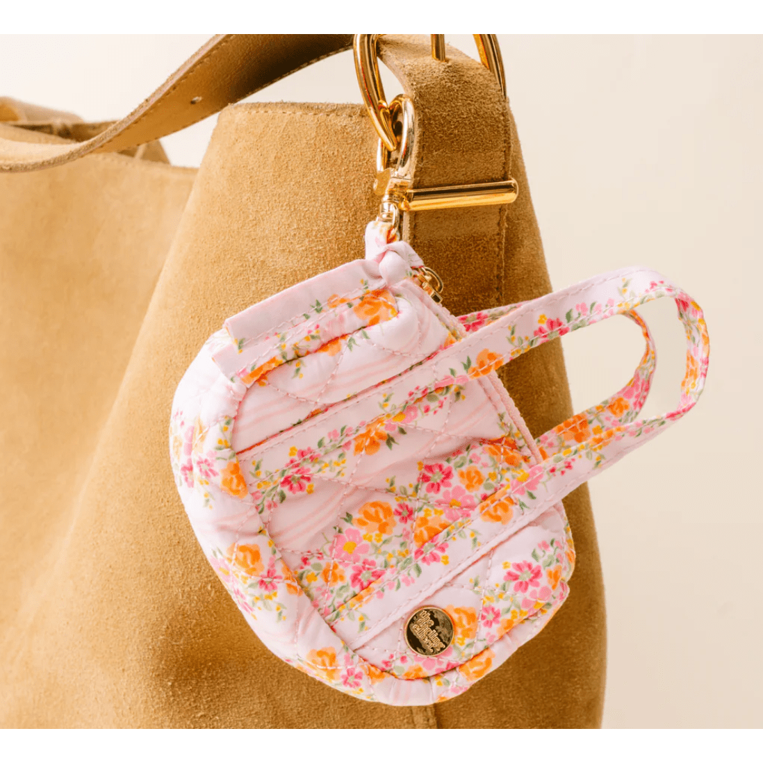 Itty Bitty Duffle Bag Charm - Petal Parade Pink - White Farmhouse Flowers