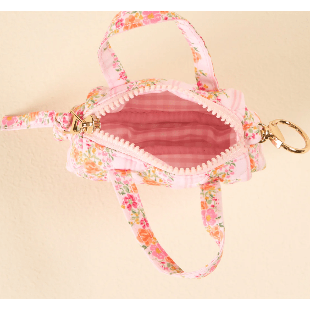 Itty Bitty Duffle Bag Charm - Petal Parade Pink - White Farmhouse Flowers