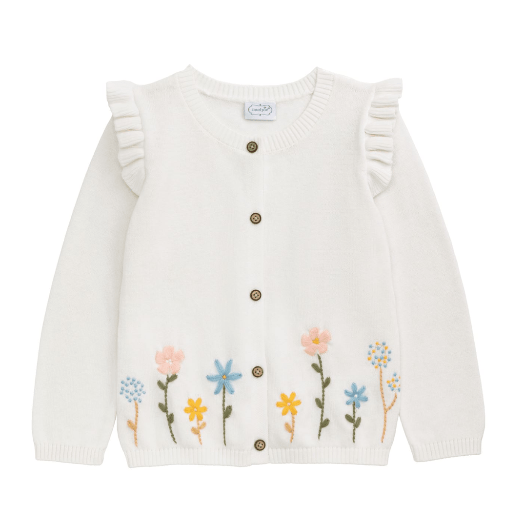 Ivory Floral Cardigan - White Farmhouse Flowers