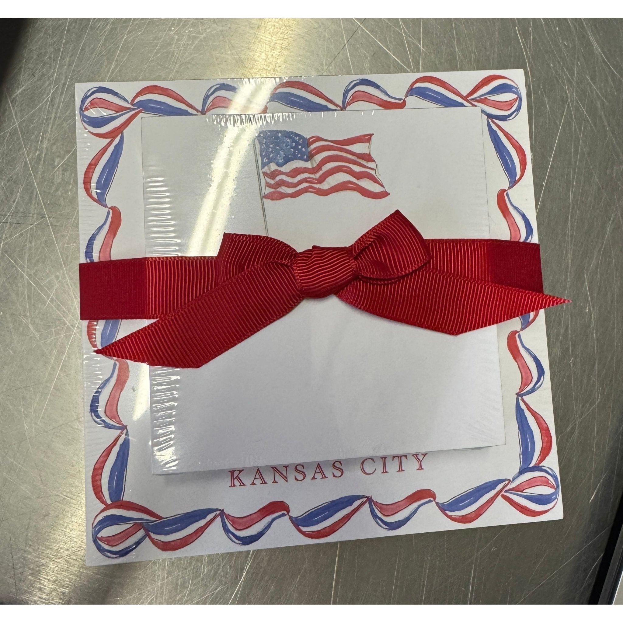 Kansas City Notepad with American Flag - White Farmhouse Flowers
