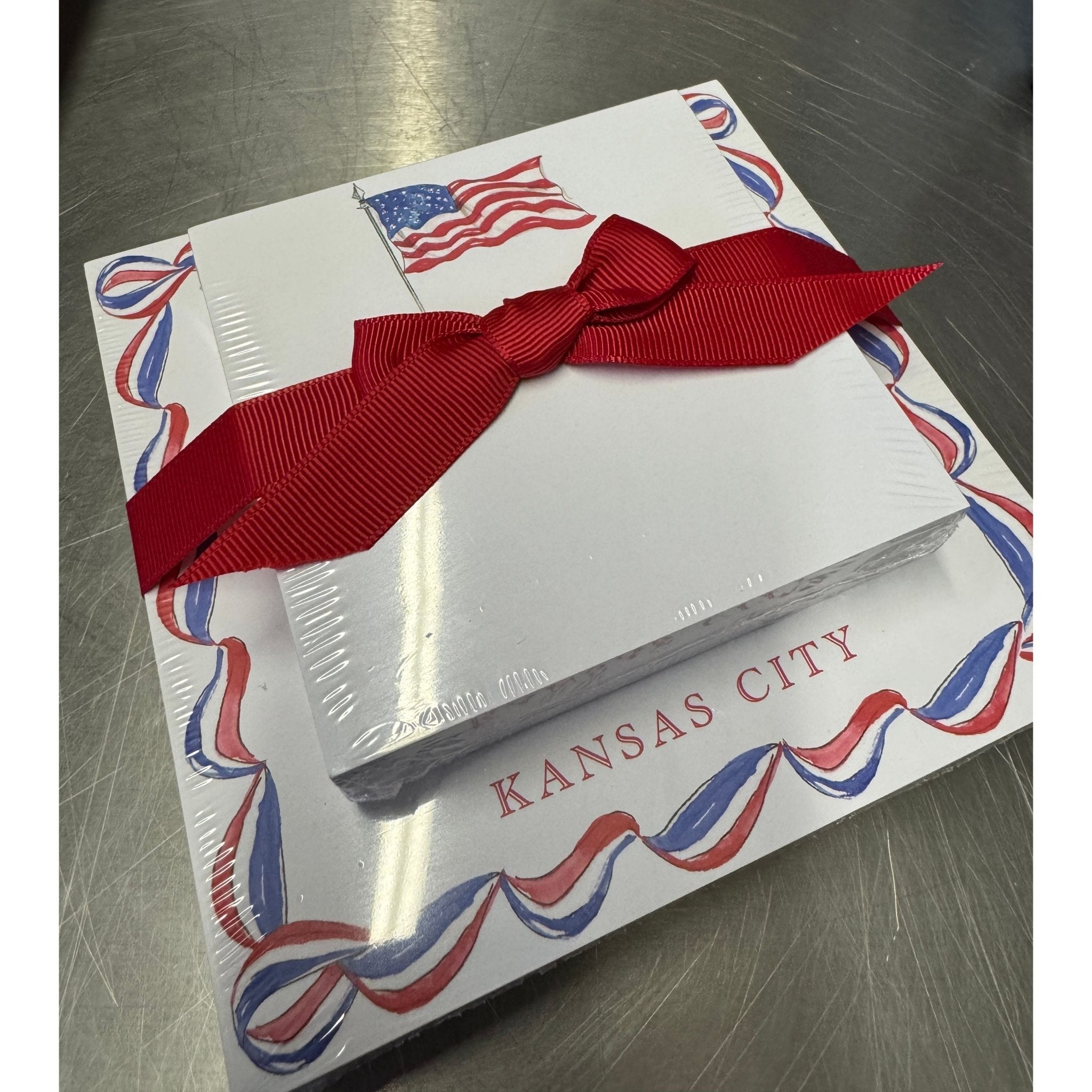 Kansas City Notepad with American Flag - White Farmhouse Flowers
