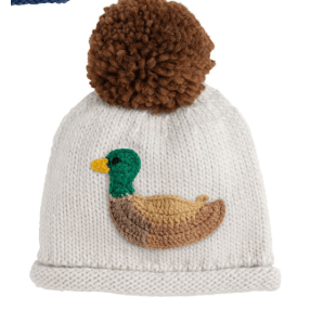 Kids Duck Knit Hat - White Farmhouse Flowers