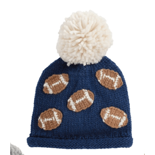 Kids Football Knit Hat - White Farmhouse Flowers