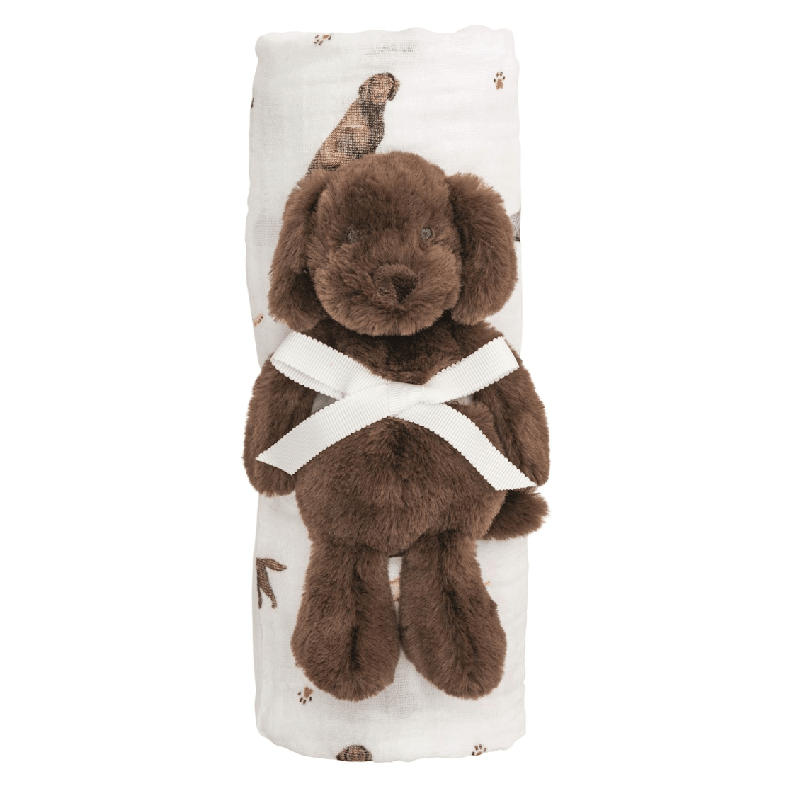 Lab Swaddle and Rattle Set - White Farmhouse Flowers