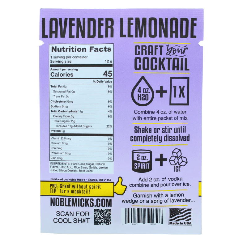 Lavender Lemonade Single Serve Craft Cocktail - White Farmhouse Flowers