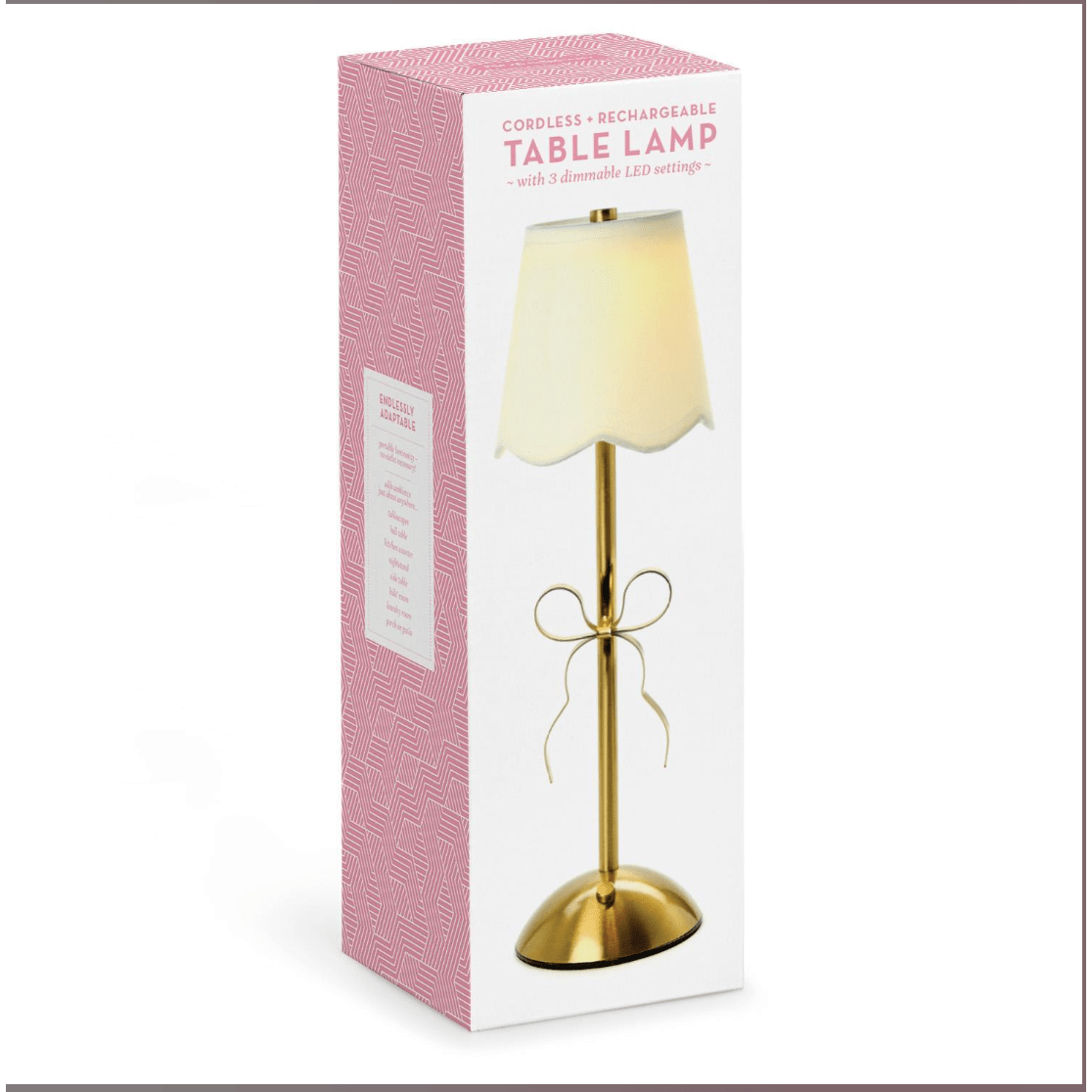 LED Portable Cordless Gold Bow Lamp - White Farmhouse Flowers