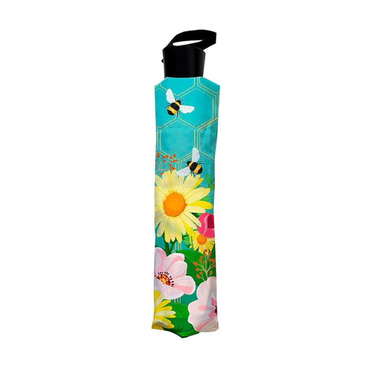 Let it Bee Compact Manual Umbrella - White Farmhouse Flowers