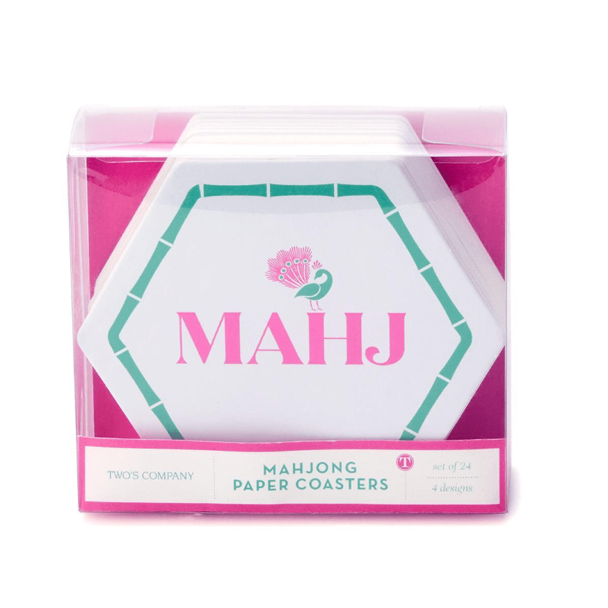 Let's Mahj Set of 24 Heavyweight Coasters - White Farmhouse Flowers