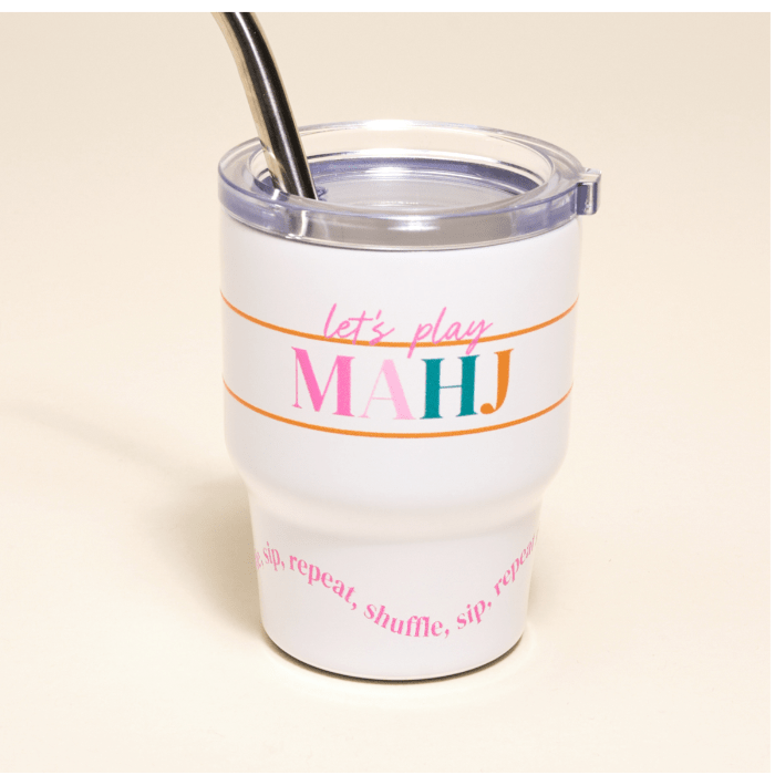 Let's Play Mahj 2 oz. Tiny Tumbler - White Farmhouse Flowers