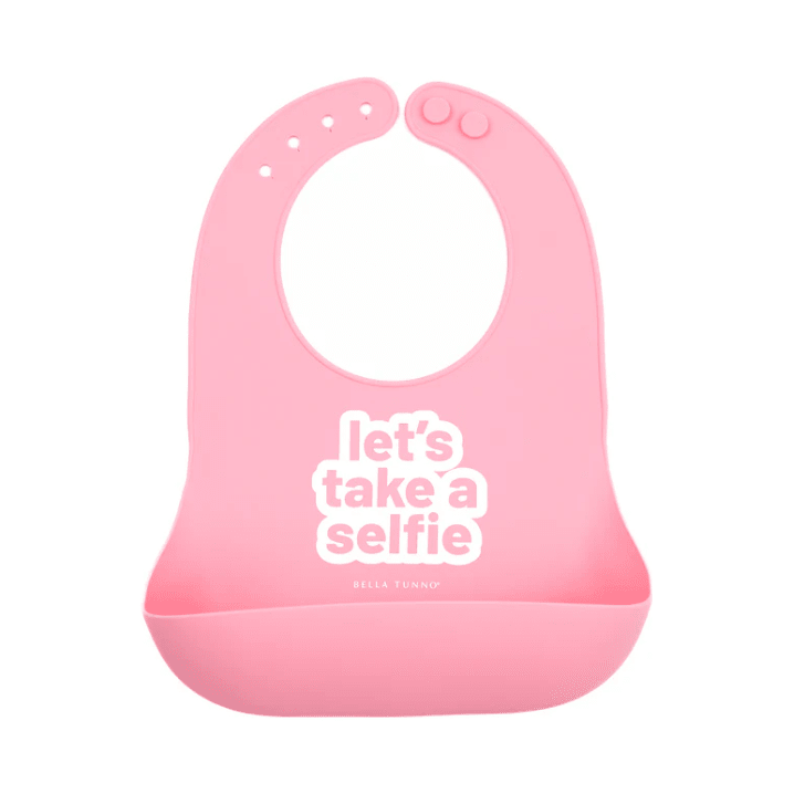 Let's Take a Selfie Wonder Bib - White Farmhouse Flowers