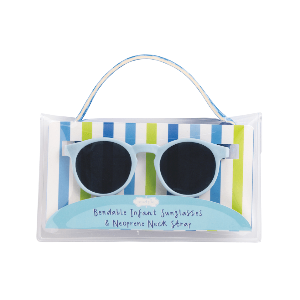 Light Blue Bendable Baby Sunglasses - White Farmhouse Flowers