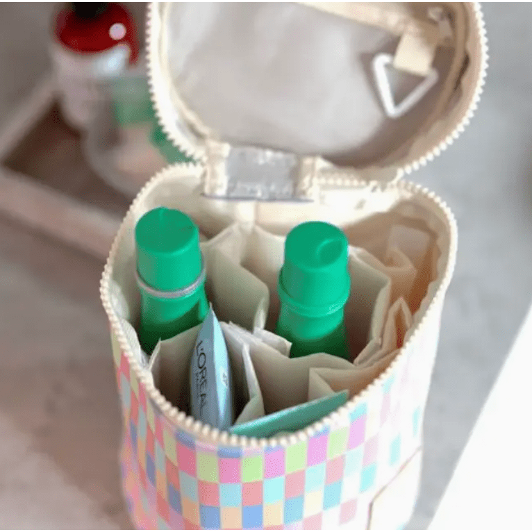 Lilac/Cream Barrel Organizer Toiletry Bag - Happy Days Ahead - White Farmhouse Flowers