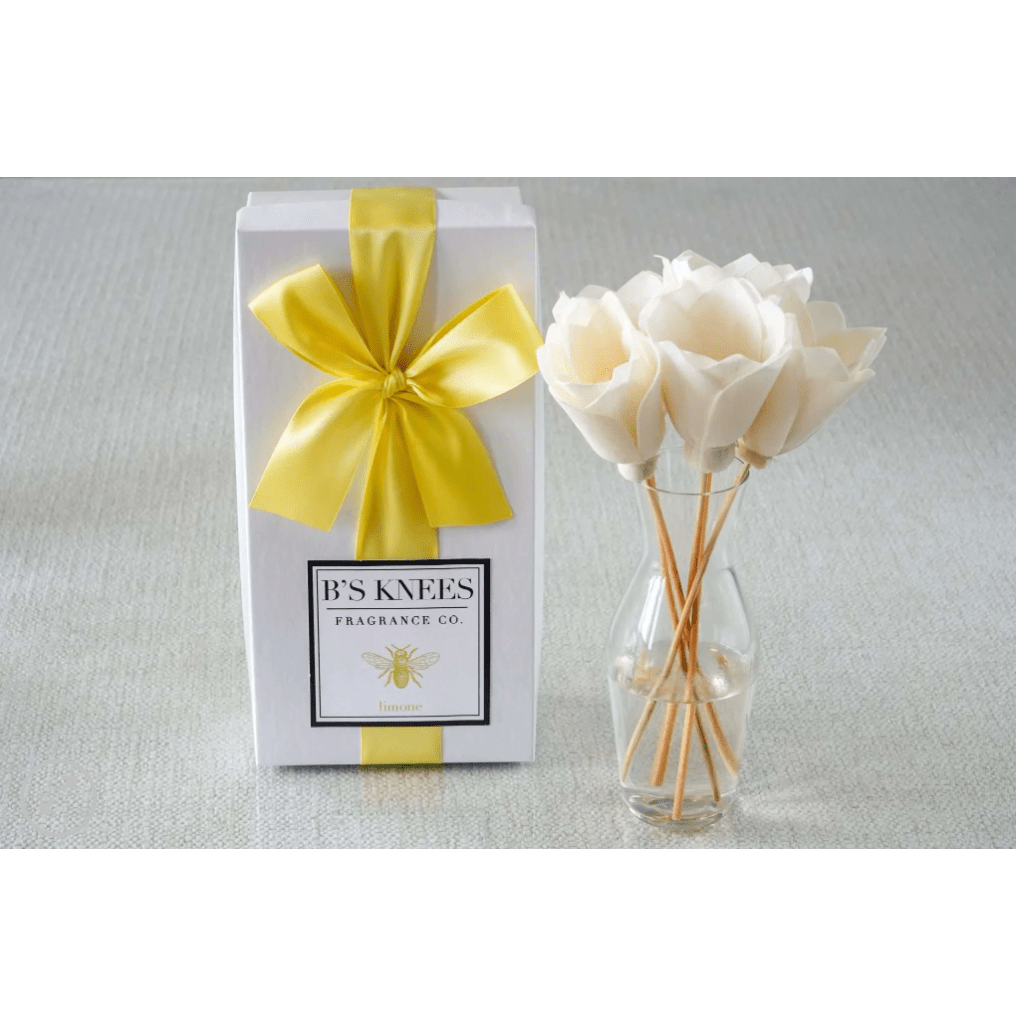 Limone Classic Clear Vase Diffuser - White Farmhouse Flowers