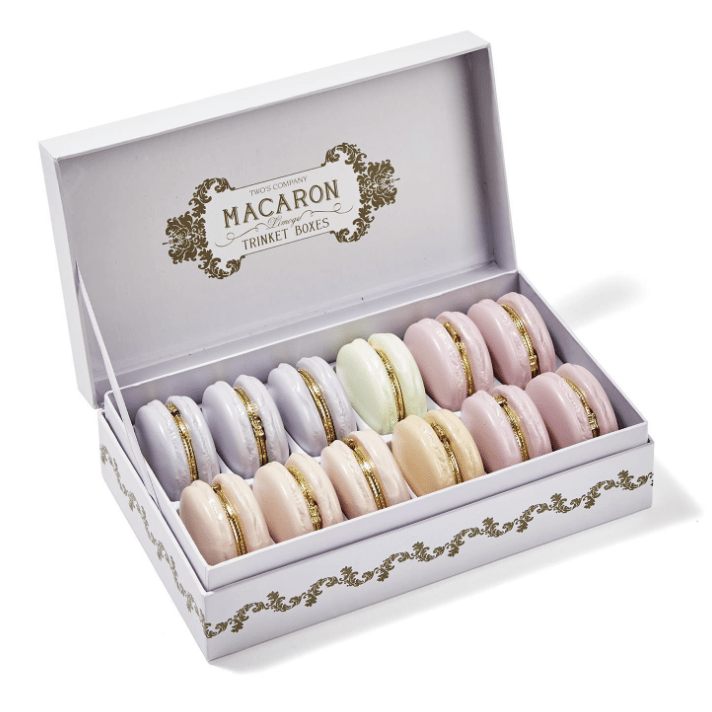 Macaron Limoges Style Trinket Box - White Farmhouse Flowers