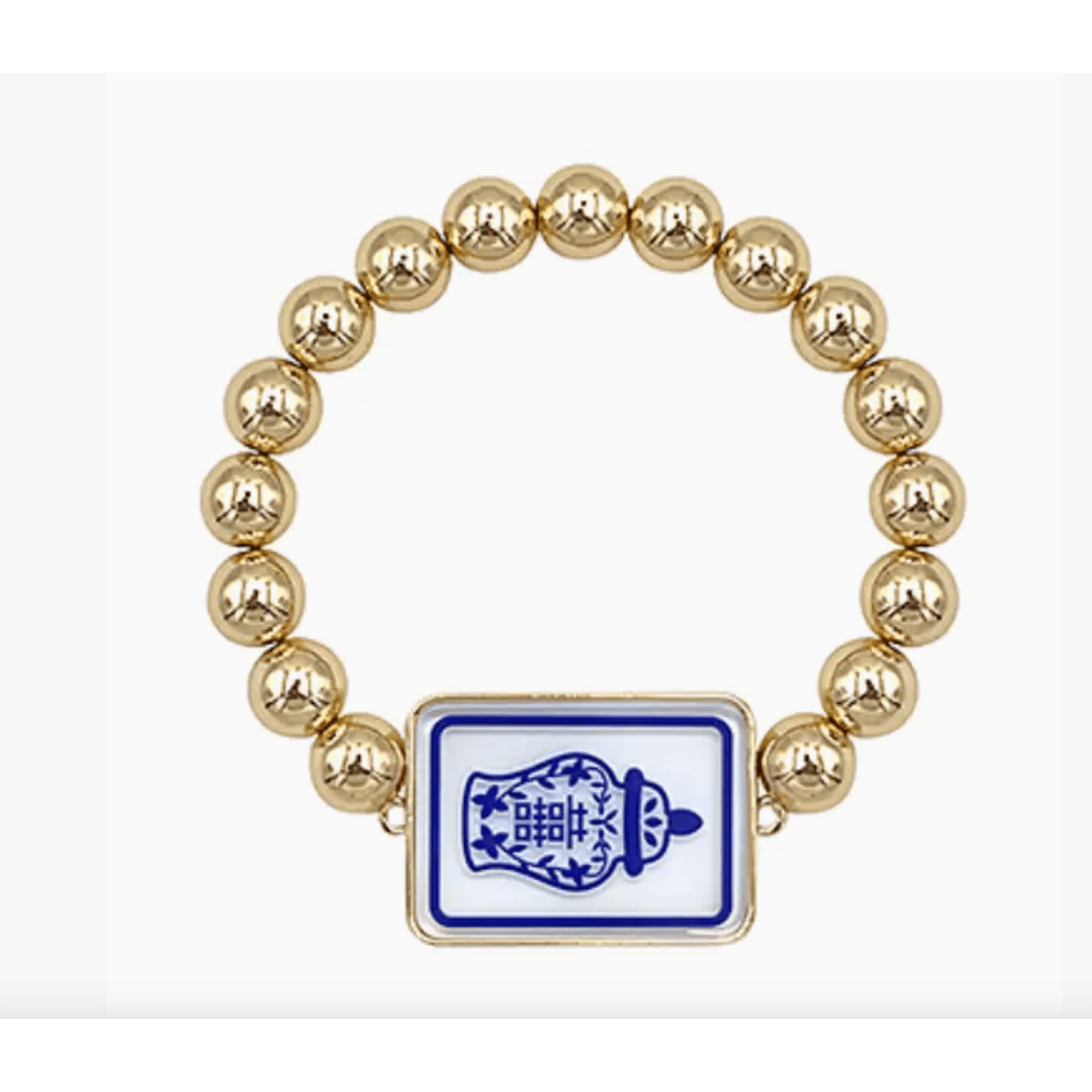 Mahjong Bracelet Ginger Jar - White Farmhouse Flowers