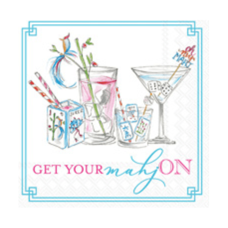 Mahjong Drinks Cocktail Napkins - White Farmhouse Flowers