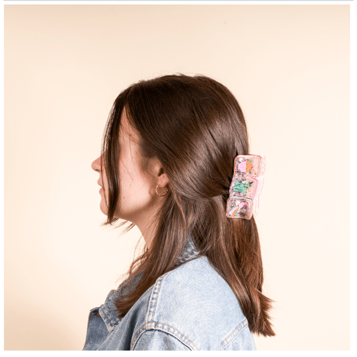 Mahjong Tiles Shape Up Claw Clip - White Farmhouse Flowers
