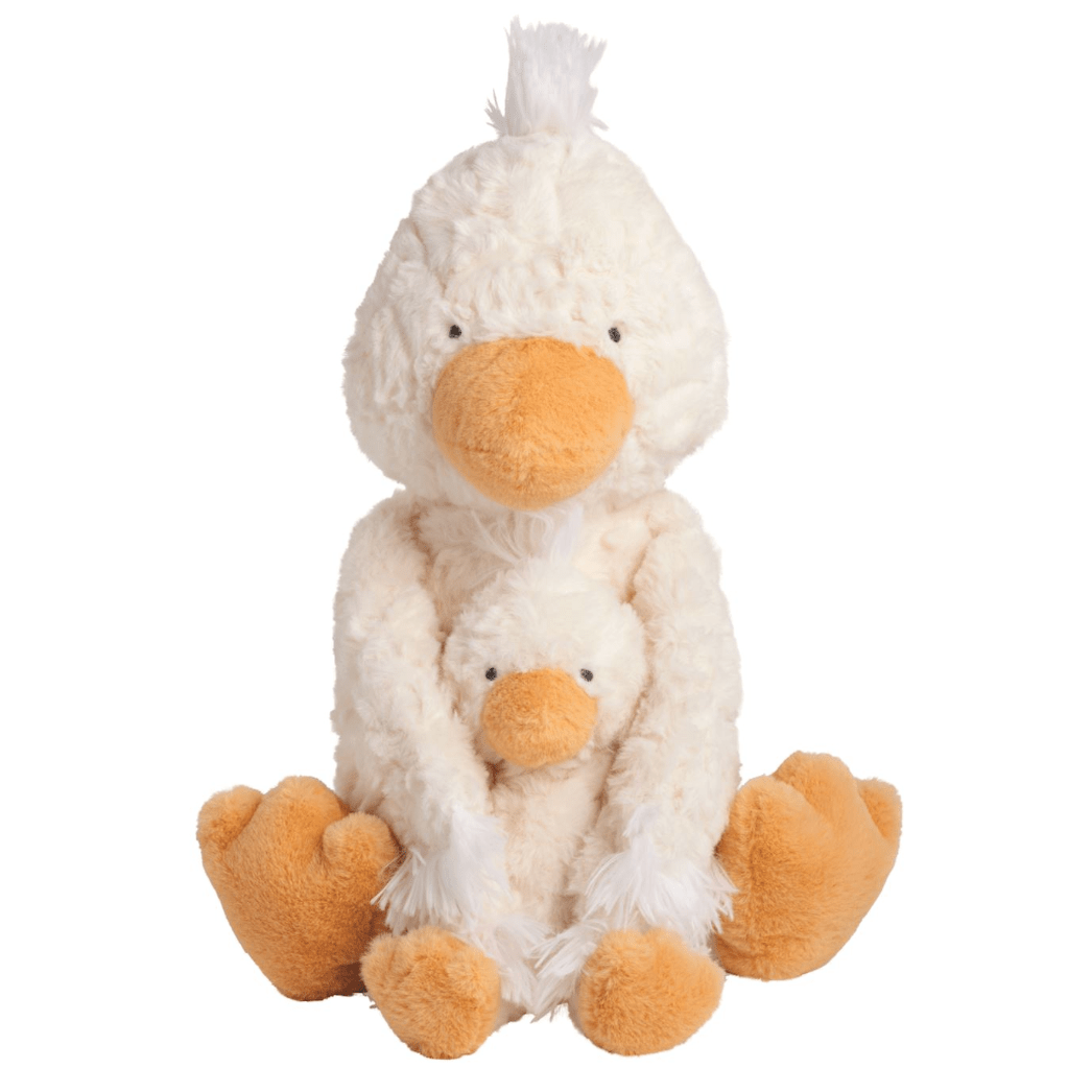 Mama and Baby Duck Plush Set - White Farmhouse Flowers