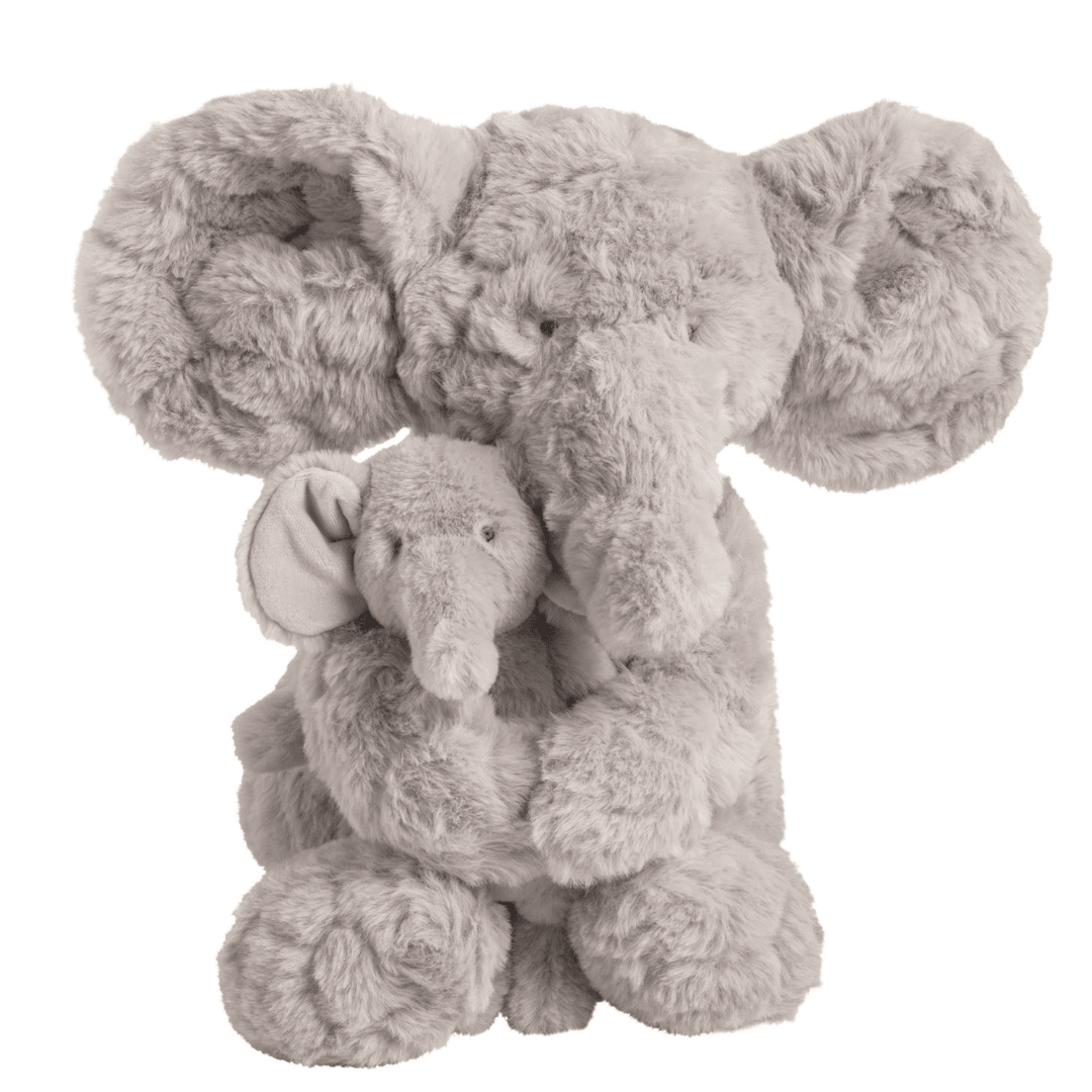 Mama and Baby Elephant Plush Set - White Farmhouse Flowers