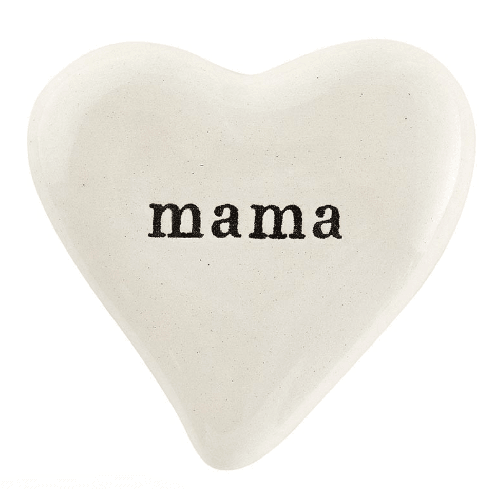 Mama Ceramic Heart - White Farmhouse Flowers