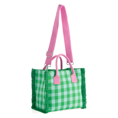 Green Mini Tote with Pink Strap