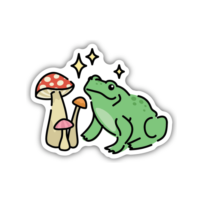 Mushroom and Frog Sticker - White Farmhouse Flowers