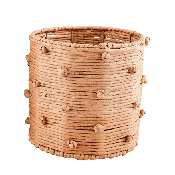Natural Knot Rope Basket - White Farmhouse Flowers
