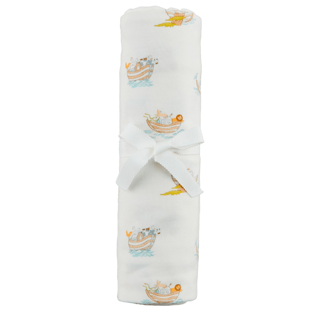 Noahs Ark Stretch Swaddle Blanket - White Farmhouse Flowers