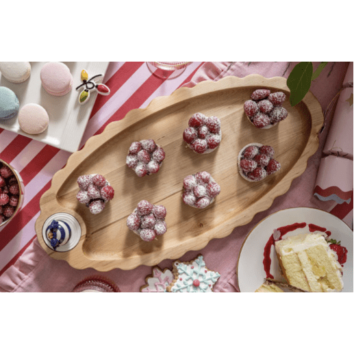 Nora Fleming Scalloped Maple Tray Limited Edition - White Farmhouse Flowers