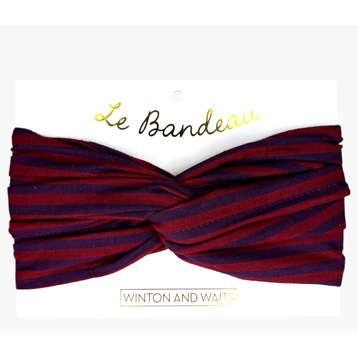 Obrigada Stripe Wine-Le Bandeau Head Wrap - White Farmhouse Flowers