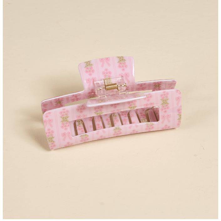 Oh So Fancy Pink Claw Clip - White Farmhouse Flowers