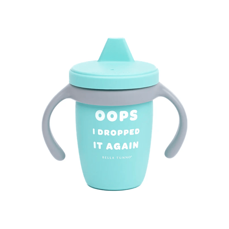 Oops I Dropped It Again Sippy Cup - White Farmhouse Flowers