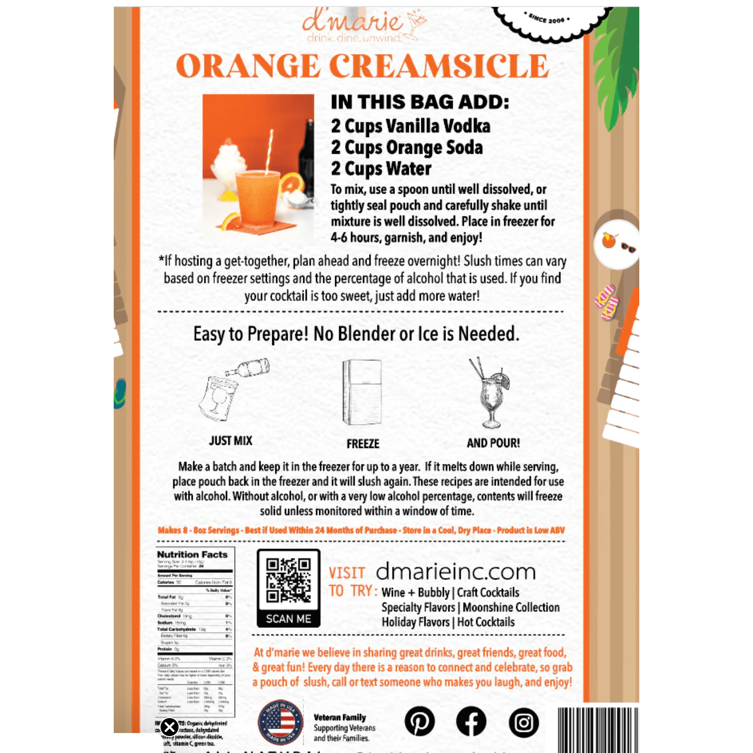 Orange Creamsicle Cocktail Mix – Ready to Freeze | Gift Parkville MO - White Farmhouse Flowers