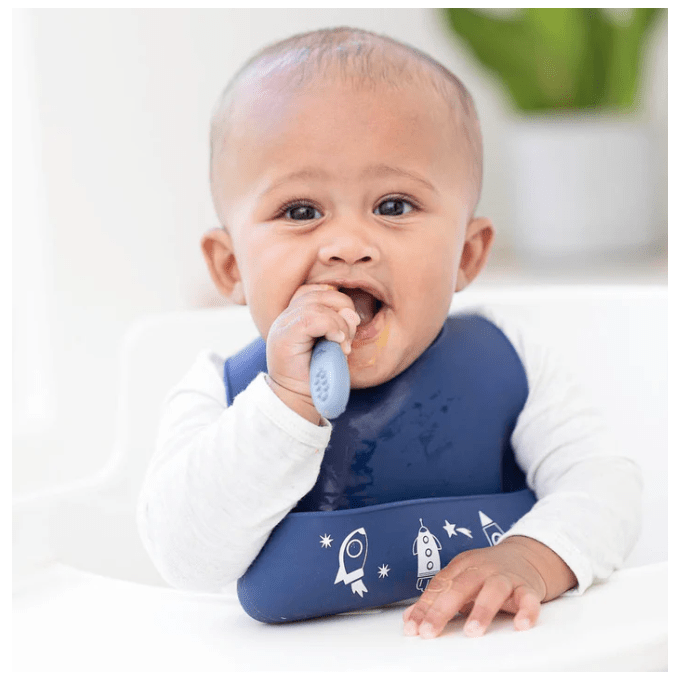 Outer Space Little Bites Bib - White Farmhouse Flowers