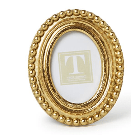 Oval Beaded Texture Gold Photo Frame - White Farmhouse Flowers