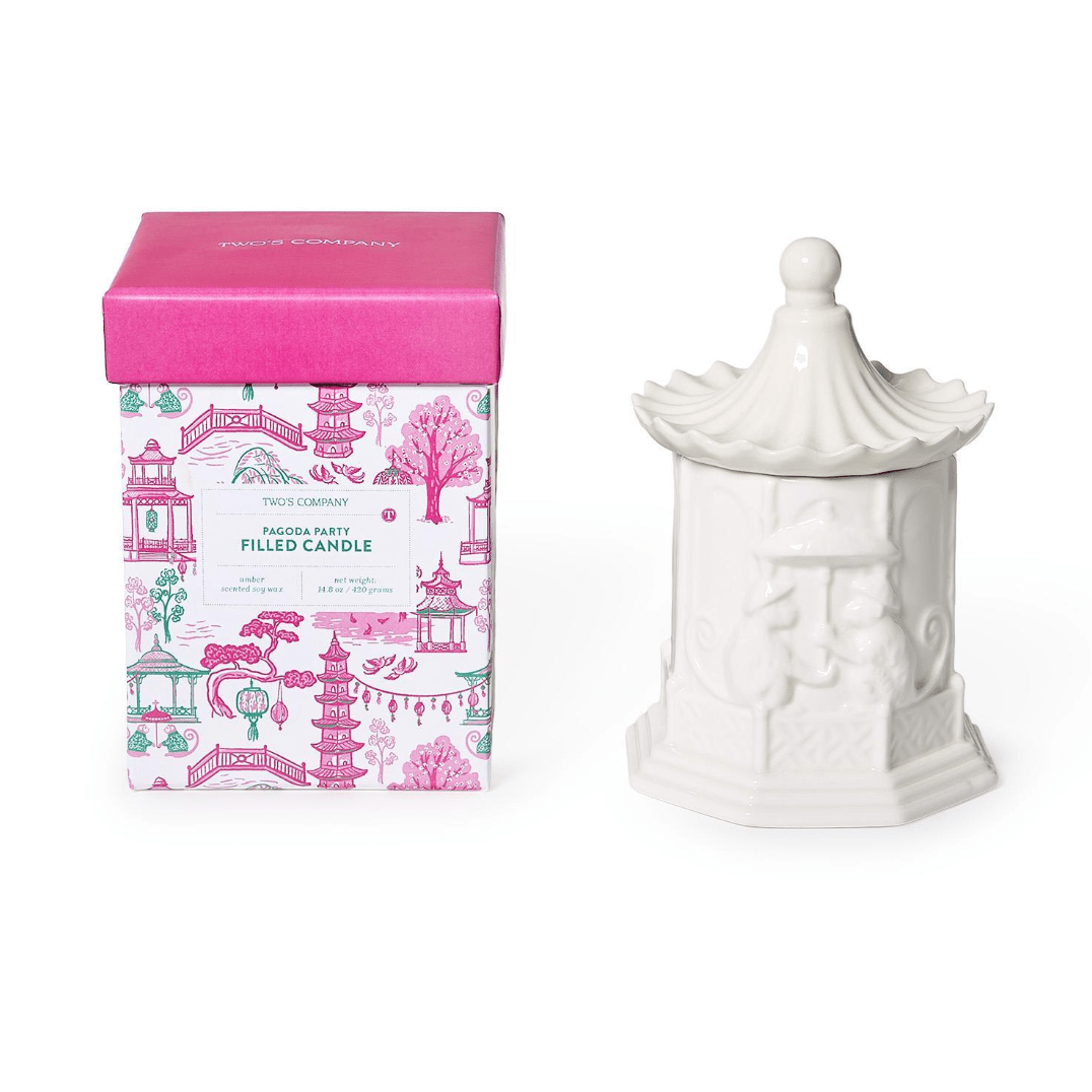 Pagoda Filled Candle with Amber Scent in Gift Box - White Farmhouse Flowers