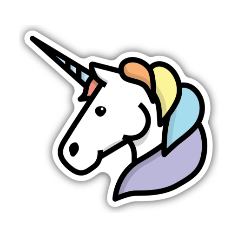 Pastel Unicorn Sticker - White Farmhouse Flowers