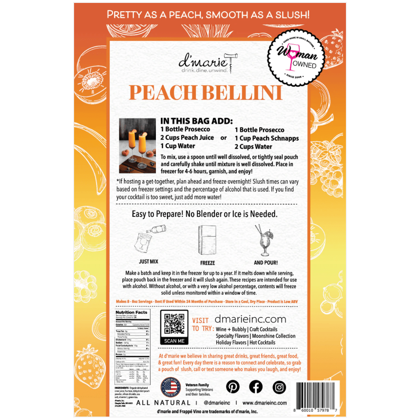Peach Bellini Cocktail Mix – Ready to Freeze | Parkville MO Gift - White Farmhouse Flowers