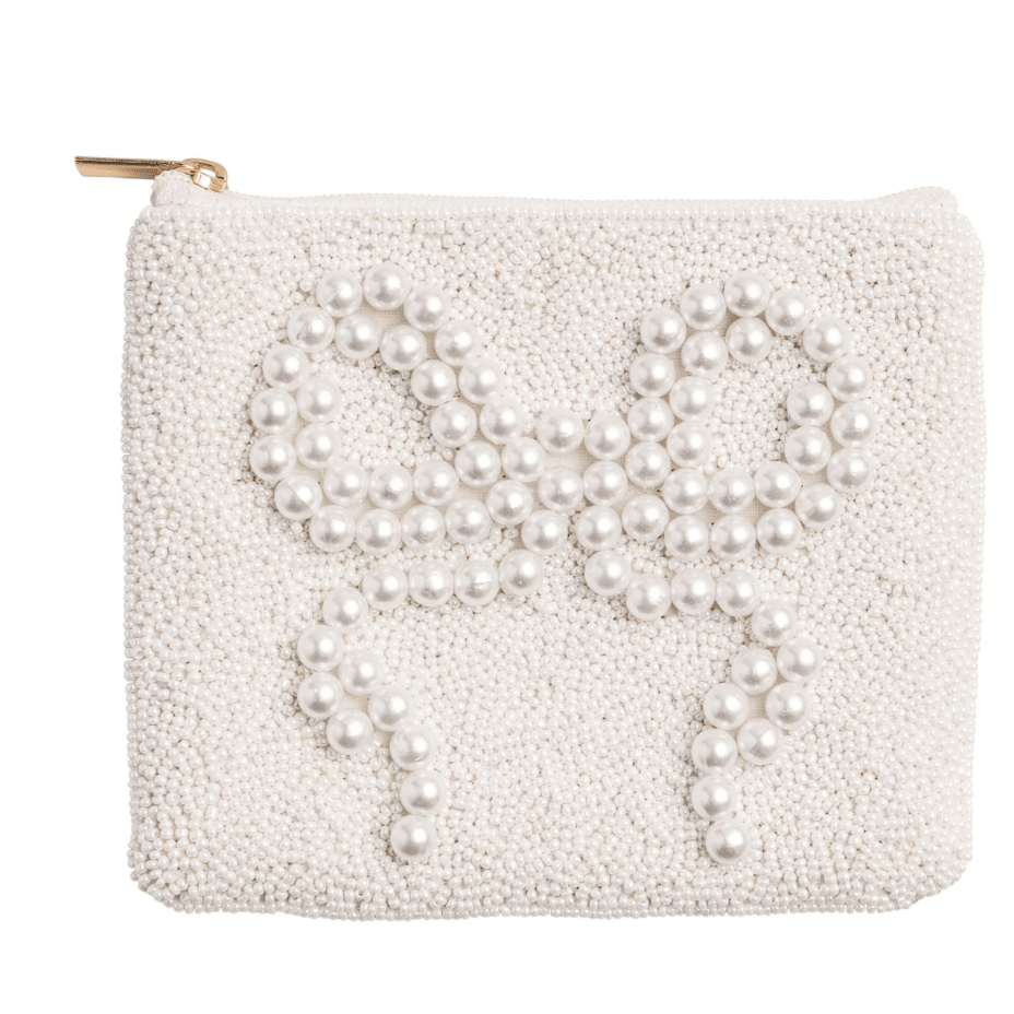 Pearl Bow Beaded Case - White Farmhouse Flowers
