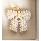 Pearl Bow Scarf Charm - White Farmhouse Flowers