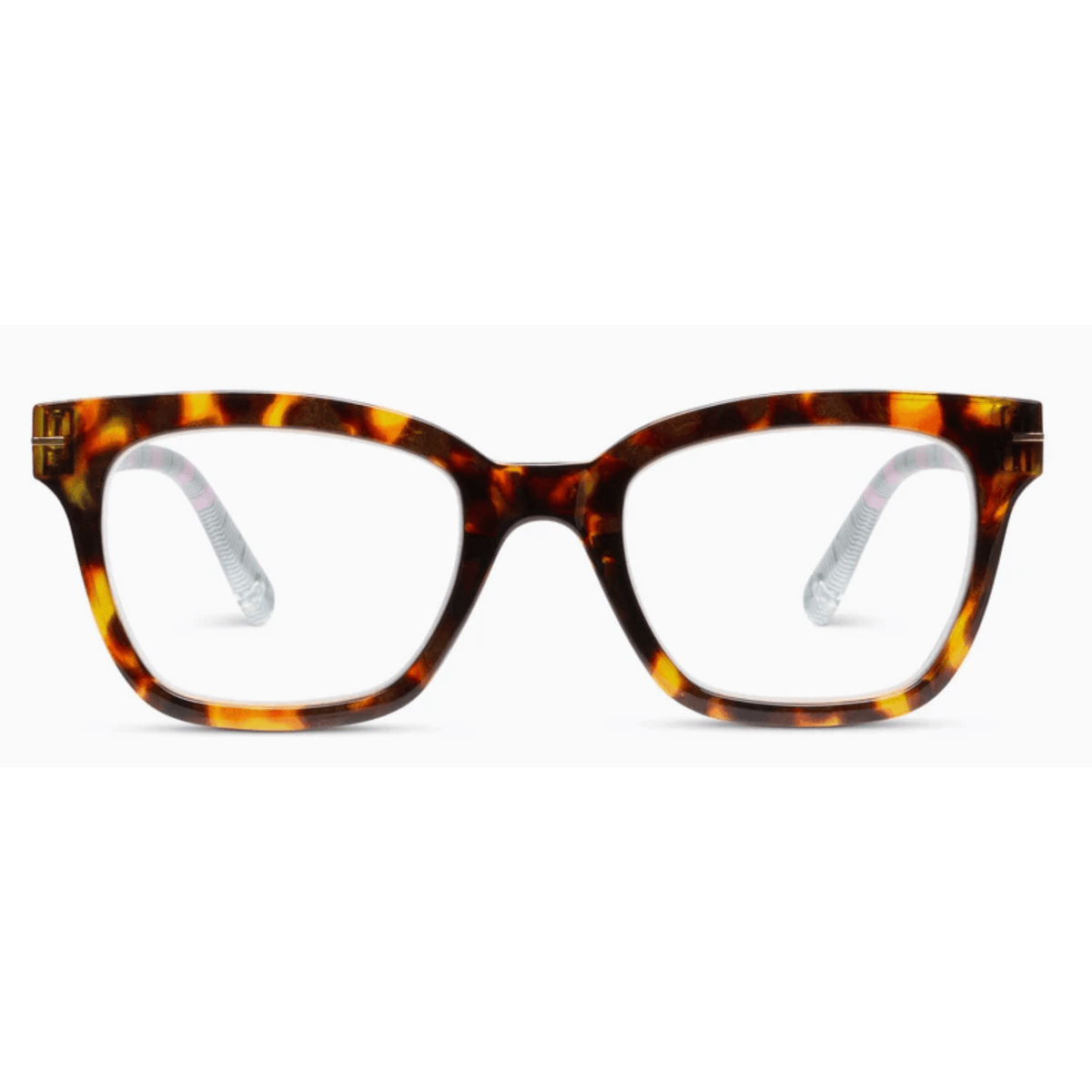 Peepers Buzzworthy Tortoise Marigold Ticking Stripe Pink Reading Glasses - White Farmhouse Flowers