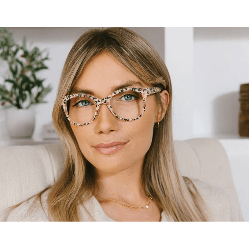Peepers Oasis - Blush Leopard Reading Glasses - White Farmhouse Flowers