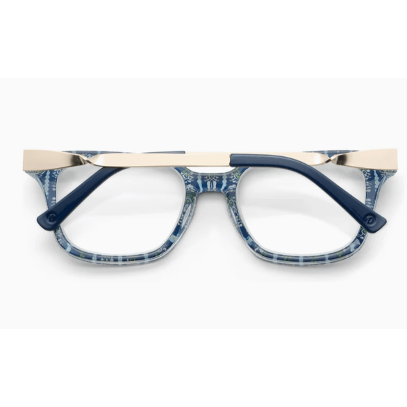 Peepers Sidebar Navy/RosemaryStripe Indigo Reading Glasses - White Farmhouse Flowers