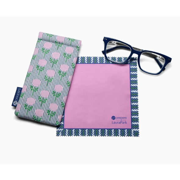 Peepers Sidebar Navy/RosemaryStripe Indigo Reading Glasses - White Farmhouse Flowers