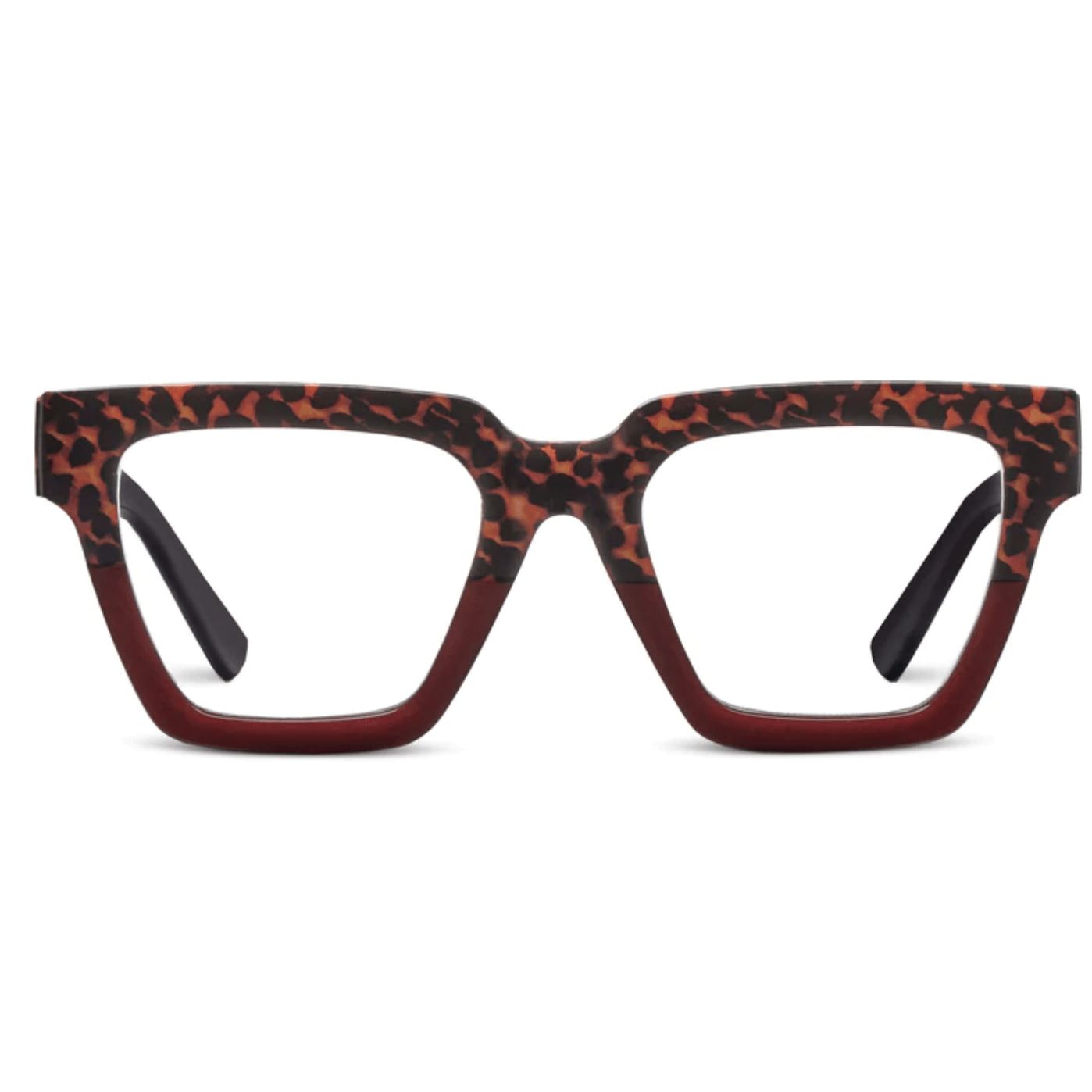 Peepers Take a Bow - Leopard Tortoise/Red Reading Glasses - White Farmhouse Flowers
