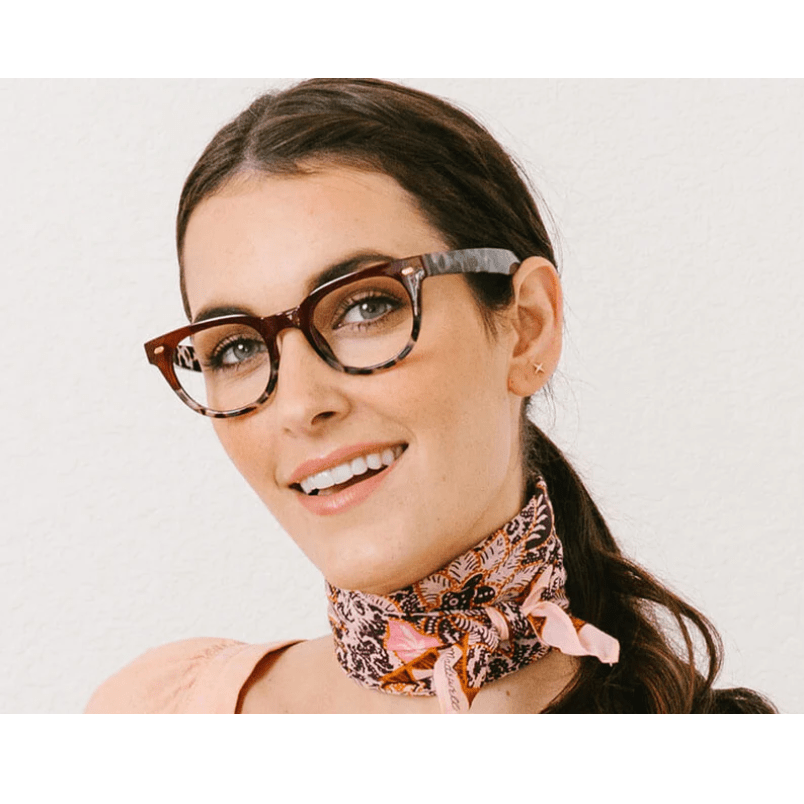Peepers Take it Easy - Wine/Gray Tortoise Reading Glasses - White Farmhouse Flowers