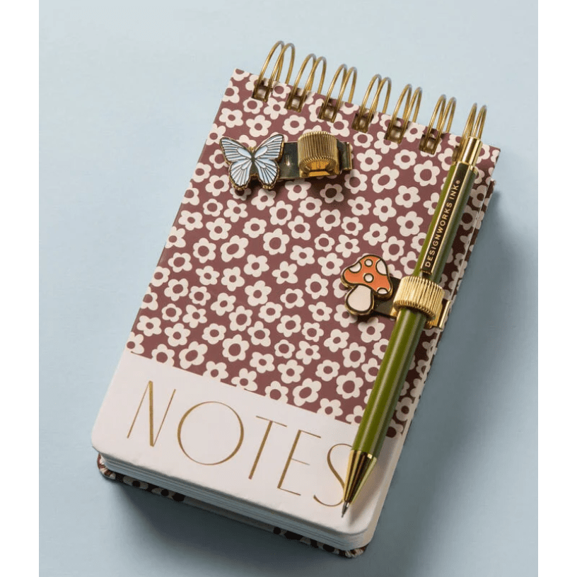 Pen Clips - Butterfly & Mushroom - White Farmhouse Flowers