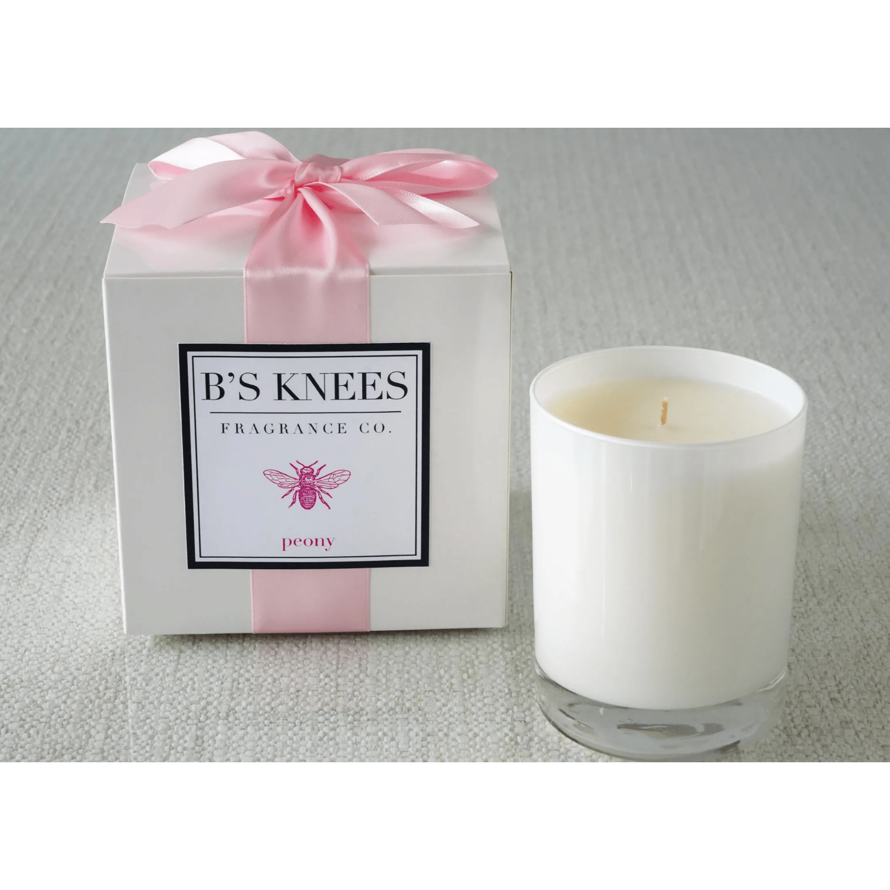 Peony 1 Wick White Glass Candle - White Farmhouse Flowers